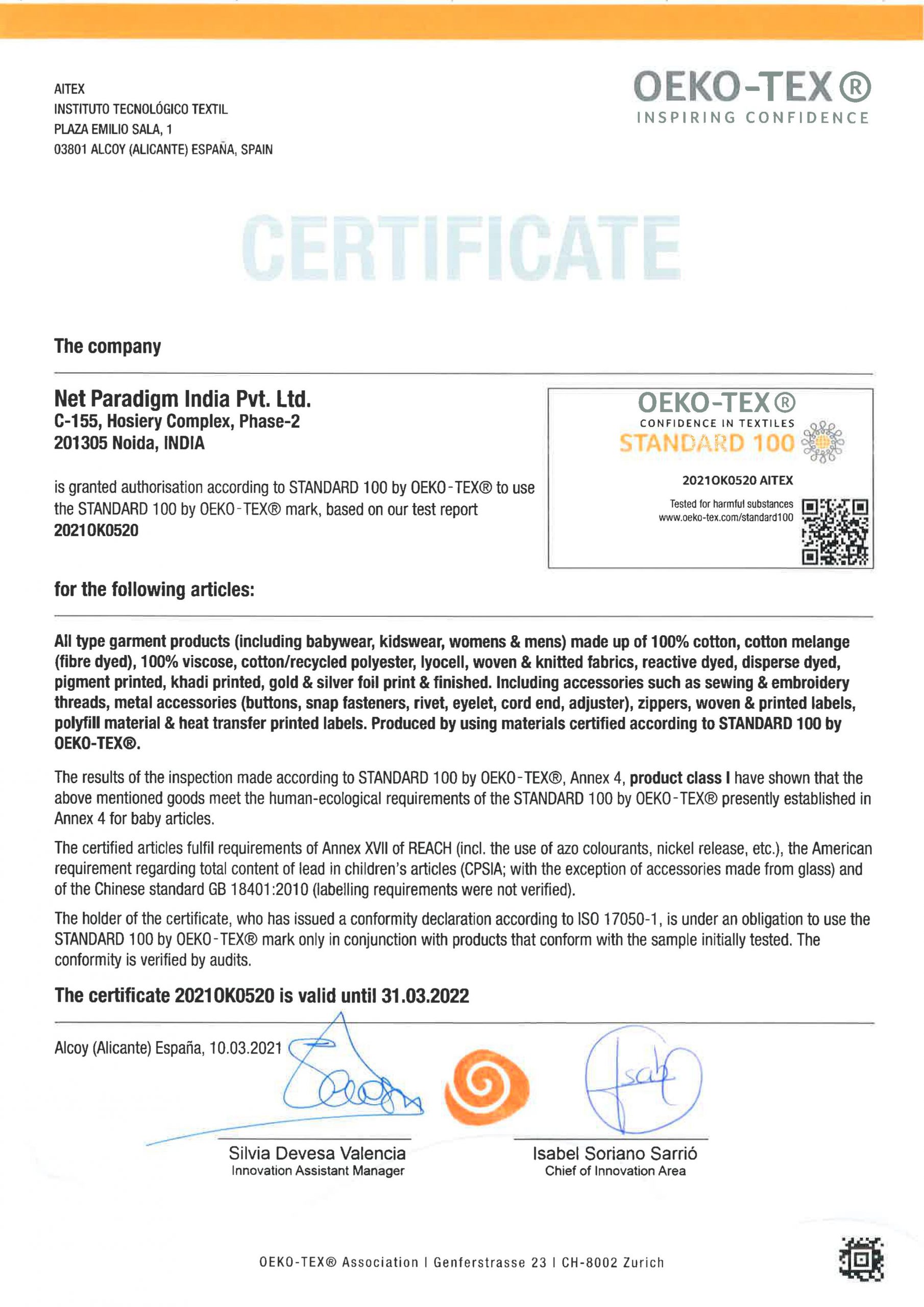 Oeko Tex Certification in Delhi India